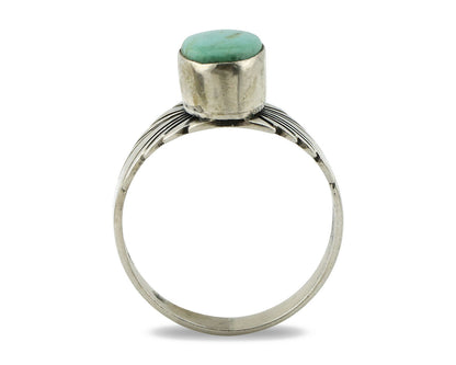 Navajo Ring .925 Silver Kingman Turquoise Artist Signed Apache C.80's