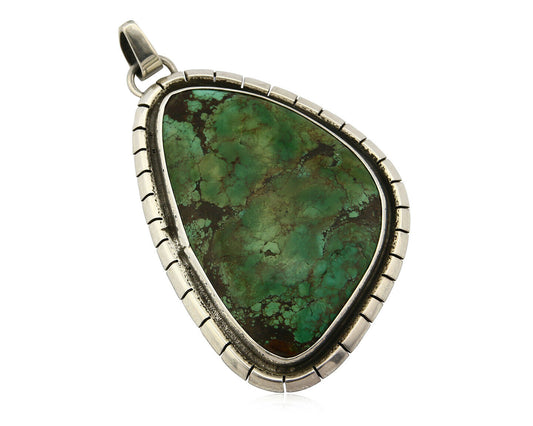 Navajo Pendant .925 Silver Natural Slab Turquoise Native Artist C.80's