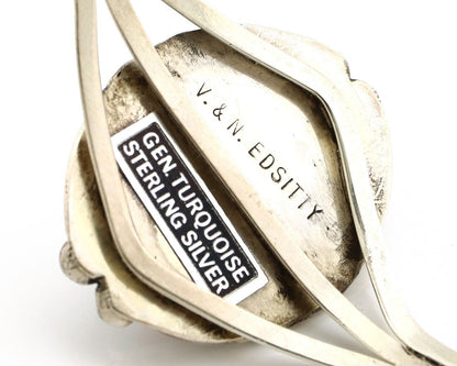 Navajo Cuff Bracelet 925 Silver Natural Gemstone Artist Signed V & N EDSITTY C80