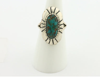 Navajo Ring .925 Silver Blue Gem Turquoise Artist Signed M Montoya C.80's