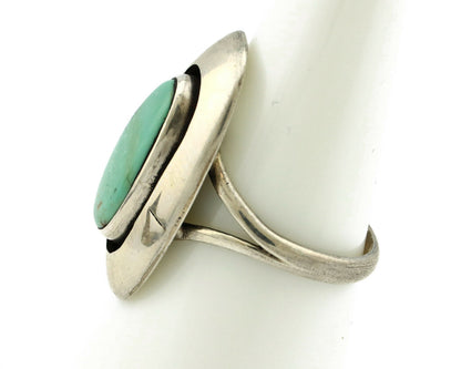 Navajo Shadow Box Ring .925 Silver Blue Turquoise Signed M Montoya C80s