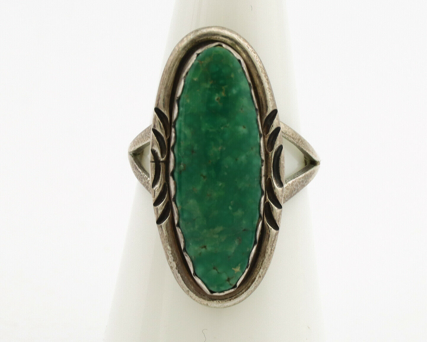 Navajo Ring .925 Silver Green Turquoise Native American Artist C.1980's