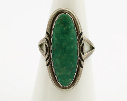 Navajo Ring .925 Silver Green Turquoise Native American Artist C.1980's