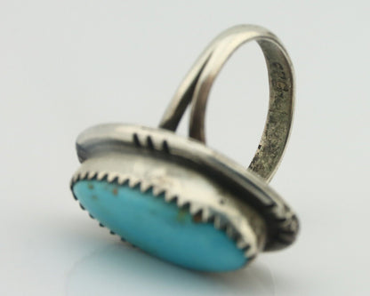 Navajo Ring .925 Silver Natural Blue Turquoise Native American Artist C.80's