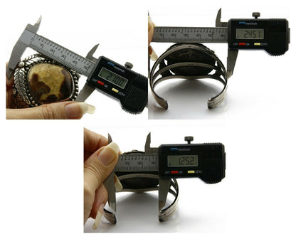 Navajo Bracelet .925 Silver Natural Agate Handmade Native C.80's