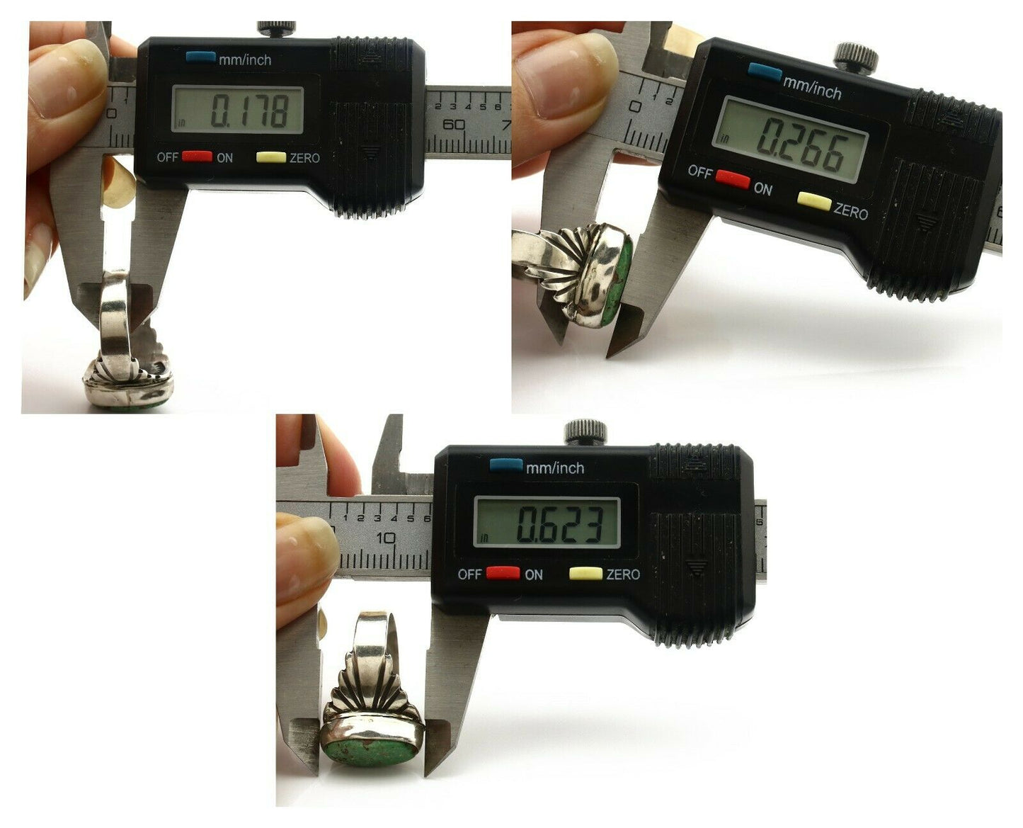 Navajo Ring .925 Silver Blue Green Arizona Turquoise Artist Signed Apache C.80's