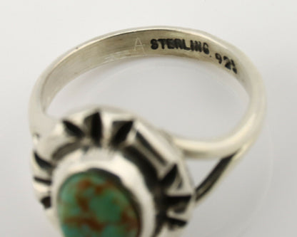 Navajo Ring .925 Silver Kingman Turquoise Artist Signed Gecko C.90's