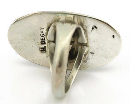 Navajo Ring .925 Silver Nevada Turquoise Artist Signed M Begay C.1980's