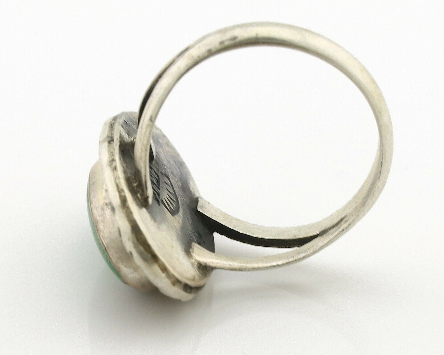 Navajo Ring .925 Silver Kingman Turquoise Native Artist Signed C.80's