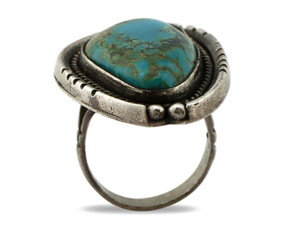 Navajo Ring 925 Silver Natural Turquoise Native Artist C.1980's