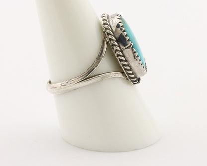Navajo Handmade Ring 925 Silver Kingman Turquoise Artist Signed MC C.80's