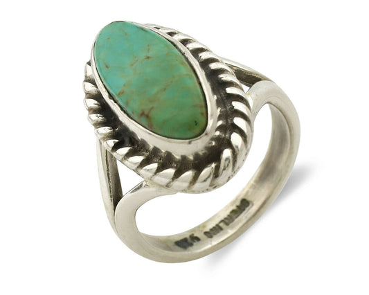 Navajo Ring .925 Silver Natural Mined Turquoise Artist Signed Gecko C.80's
