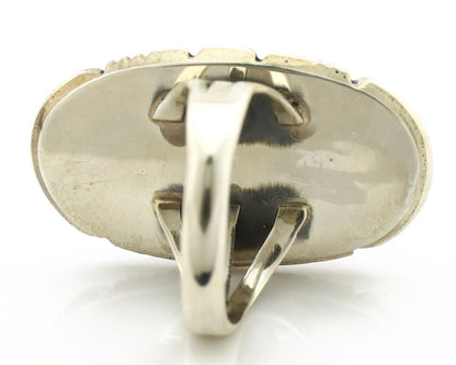 Navajo Ring 925 Silver Natural Malachite Artist Signed William Denetdale C.80's