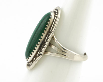 Navajo Ring 925 Silver Natural Malachite Artist Signed William Denetdale C.80's