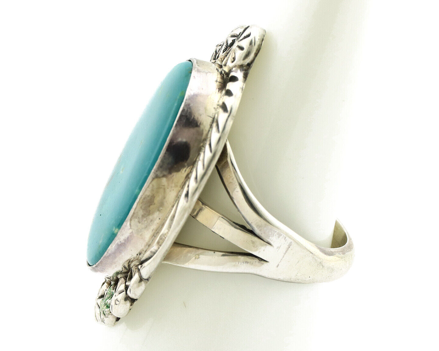 Navajo Ring 925 Silver Turquoise Mountain Artist Signed M Begay C.80's