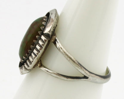 Navajo Ring .925 Silver Green Turquoise Native American Artist C.1980's
