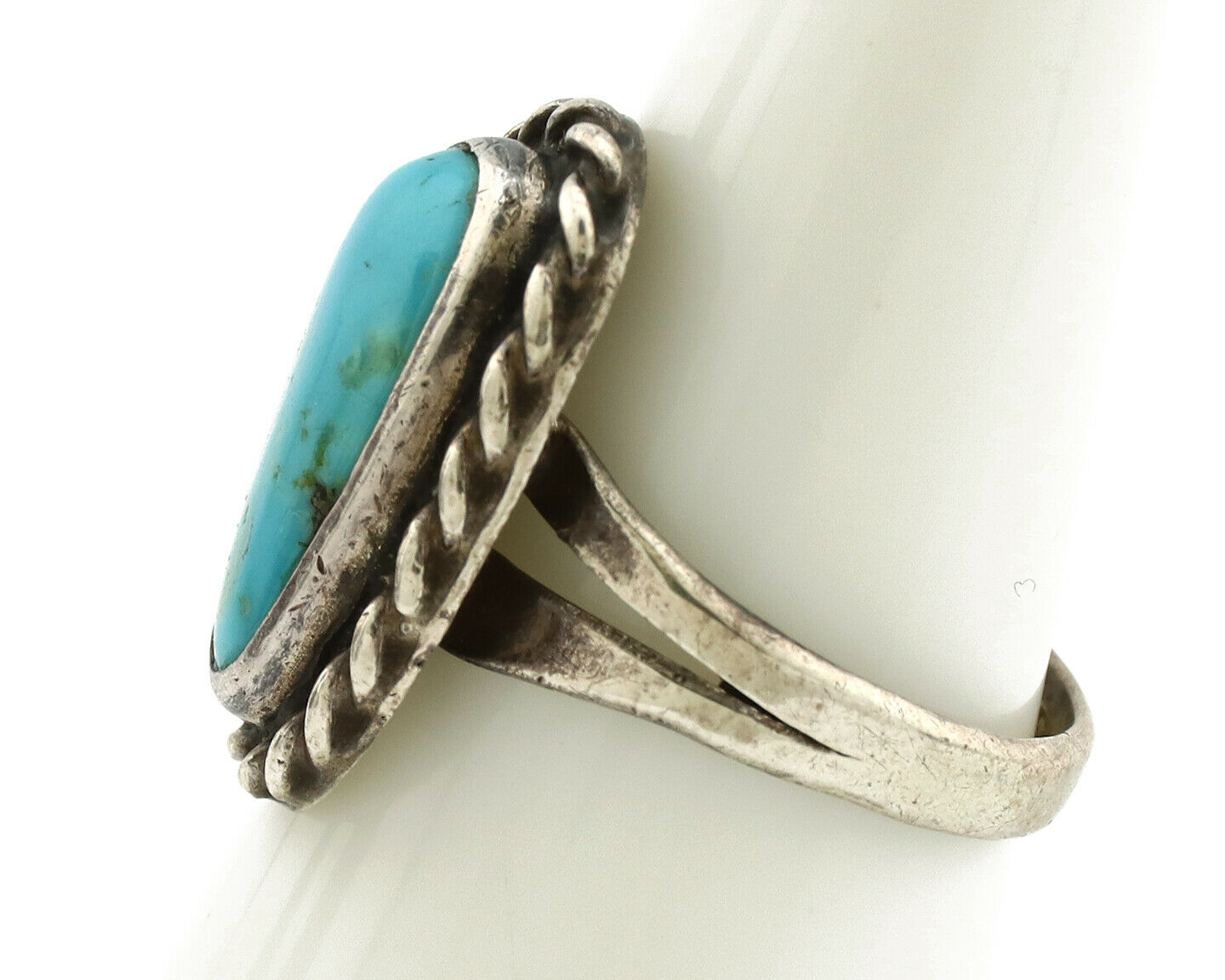 Navajo Ring .925 Silver Kingman Turquoise Native American Artist C.1980's