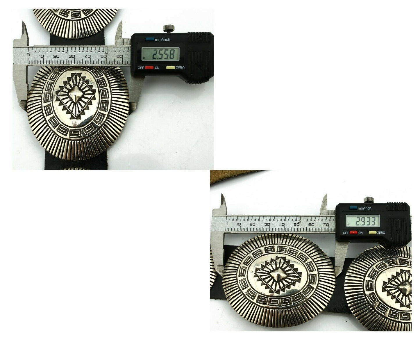 Navajo Concho Belt .925 Silver Hand Stamped Artist Signed LM C.80's