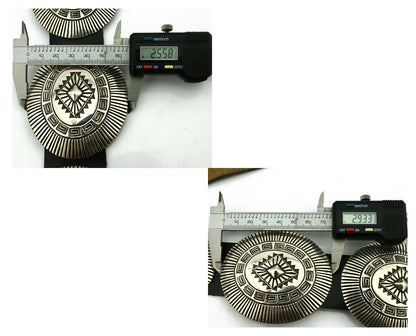 Navajo Concho Belt .925 Silver Hand Stamped Artist Signed LM C.80's