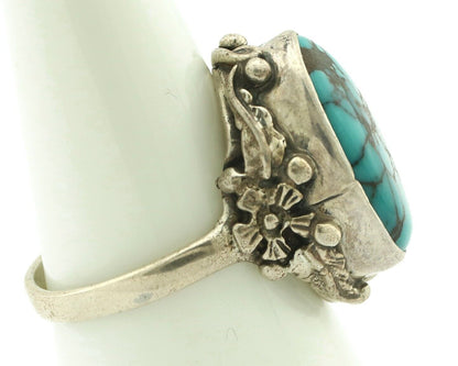 Navajo Ring 925 Silver Spiderweb Turquoise Artist Signed Cody C.80's