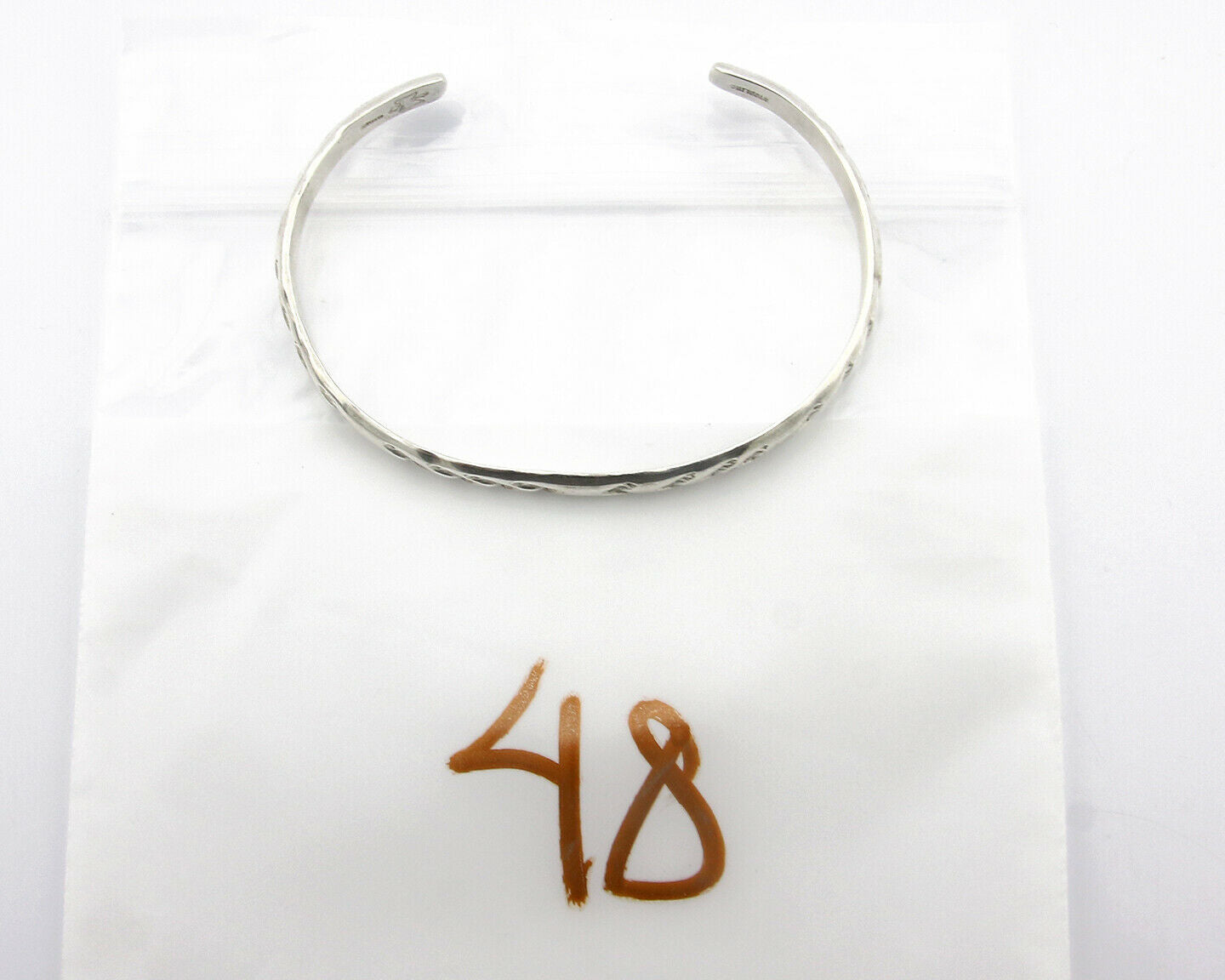 Navajo Bracelet .925 Silver Hand Stamped Arrow Head Artist I Montoya C.80's