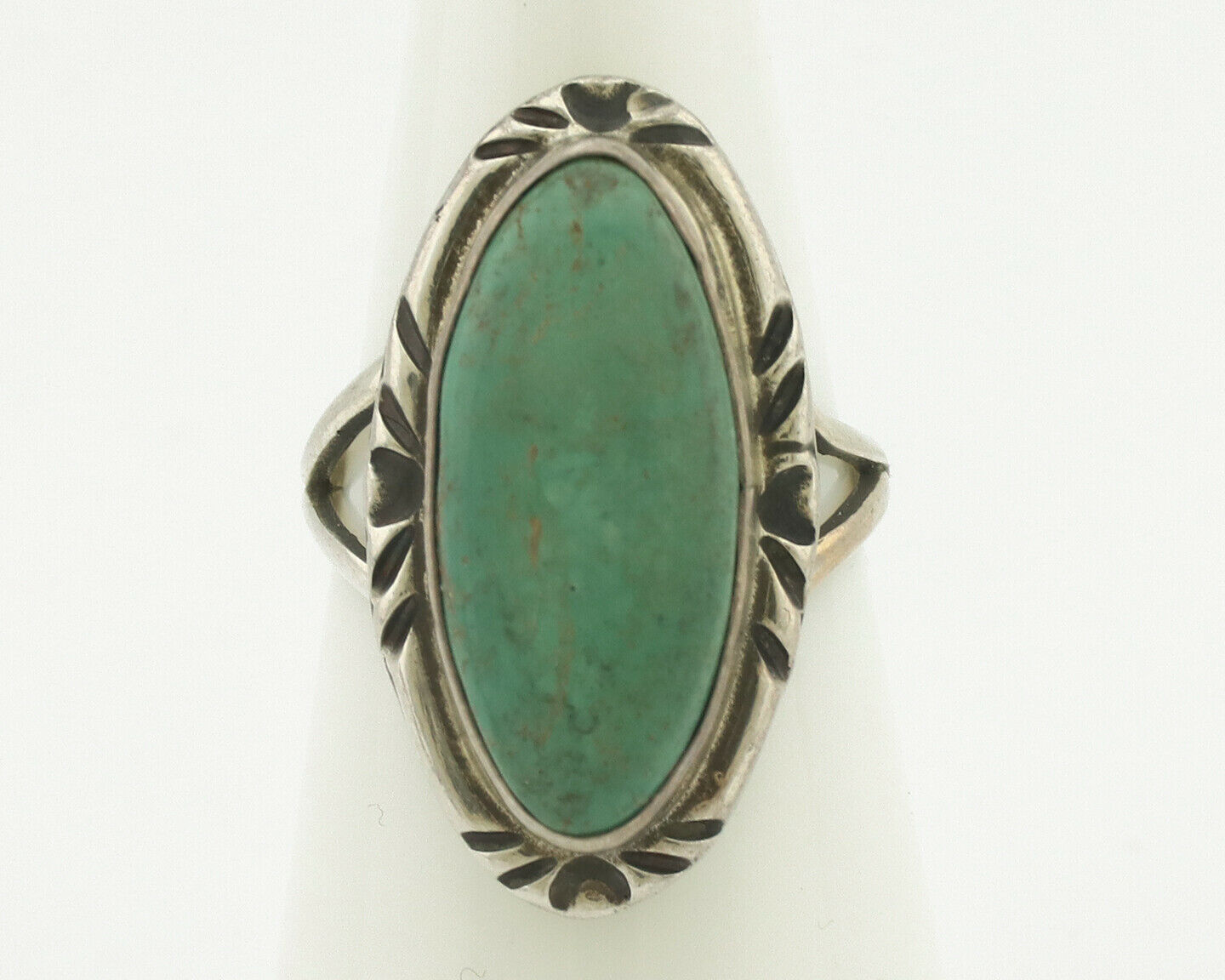 Navajo Ring .925 Silver Natural Turquoise Artist Signed Native American C.80's