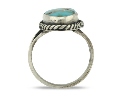 Navajo Ring .925 Silver Natural Blue Kingman Turquoise Native Signed C.80's