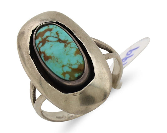 Navajo Ring 925 Silver Natural Blue Turquoise Artist Signed M Montoya C.80's