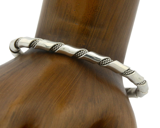 Navajo Bracelet .925 SOLID Silver Handmade Artist Tahe Circa Late 1980's
