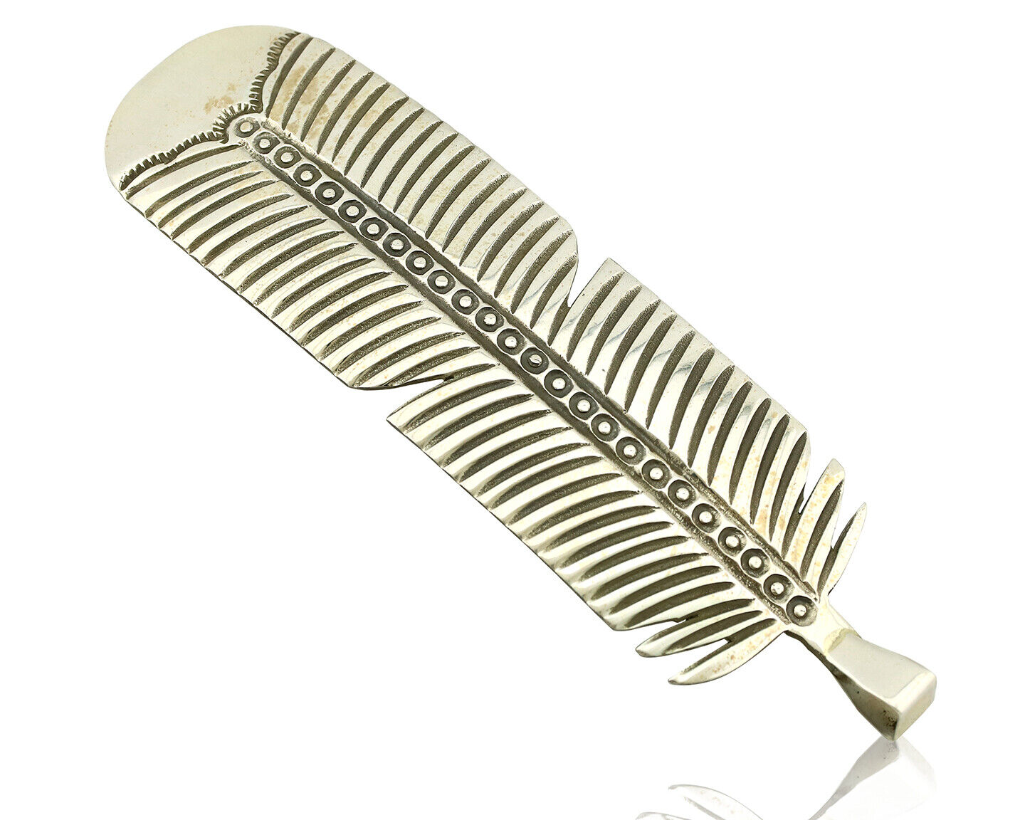 Navajo Hair Clip Barrette 925 Silver Hand Stamped Native Artist Signed BD C.80's