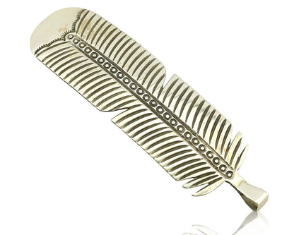 Navajo Hair Clip Barrette 925 Silver Hand Stamped Native Artist Signed BD C.80's