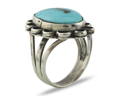 Navajo Ring .925 Silver Natural Blue Turquoise Native American Artist C.80's