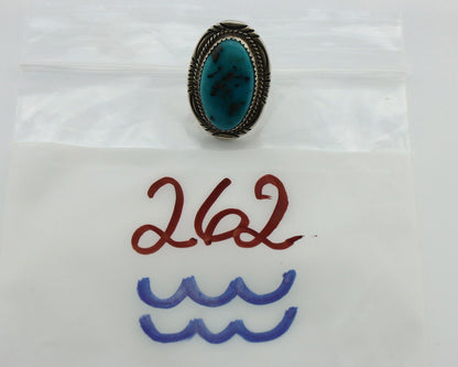 Navajo Ring 925 Silver Natural Blue Turquoise Native American Artist C.80's
