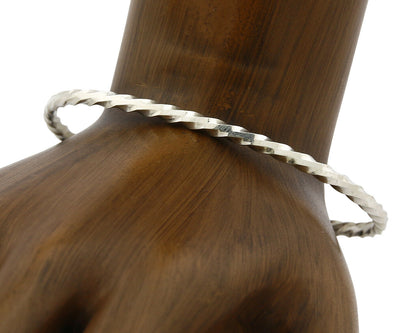 Navajo Bracelet .925 Silver Native American Artist Handmade 3.0 mm wide C.1980's