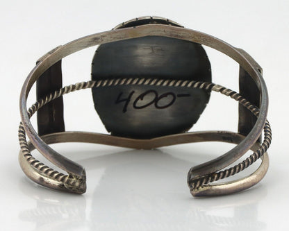 Navajo Bracelet 925 Silver Natural Blue Spiderweb Turquoise Signed Tom Willeto