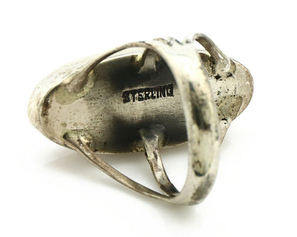 Navajo Ring .925 Silver Nevada Turquoise Native American Artist C.80's