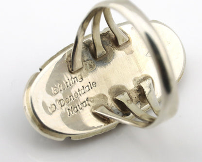 Navajo Ring 925 Silver Natural Malachite Artist Signed William Denetdale C.80's
