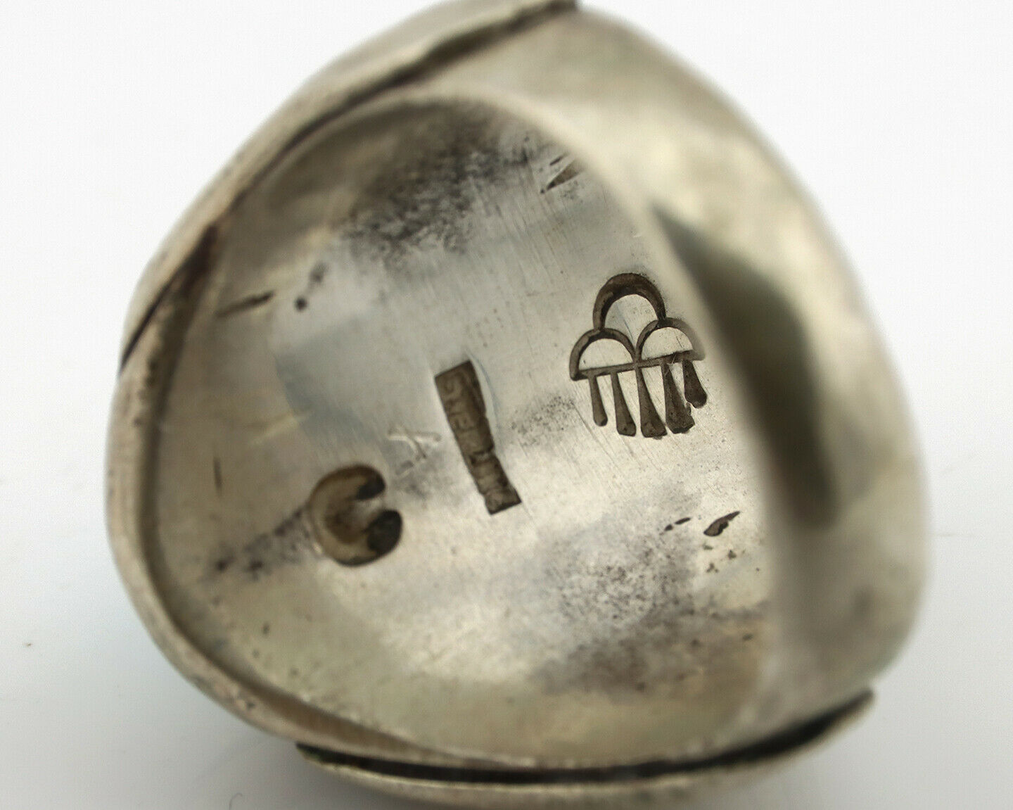 Navajo Ring .925 Silver Blue Spiderweb Turquoise Artist C Montoya Circa.80's