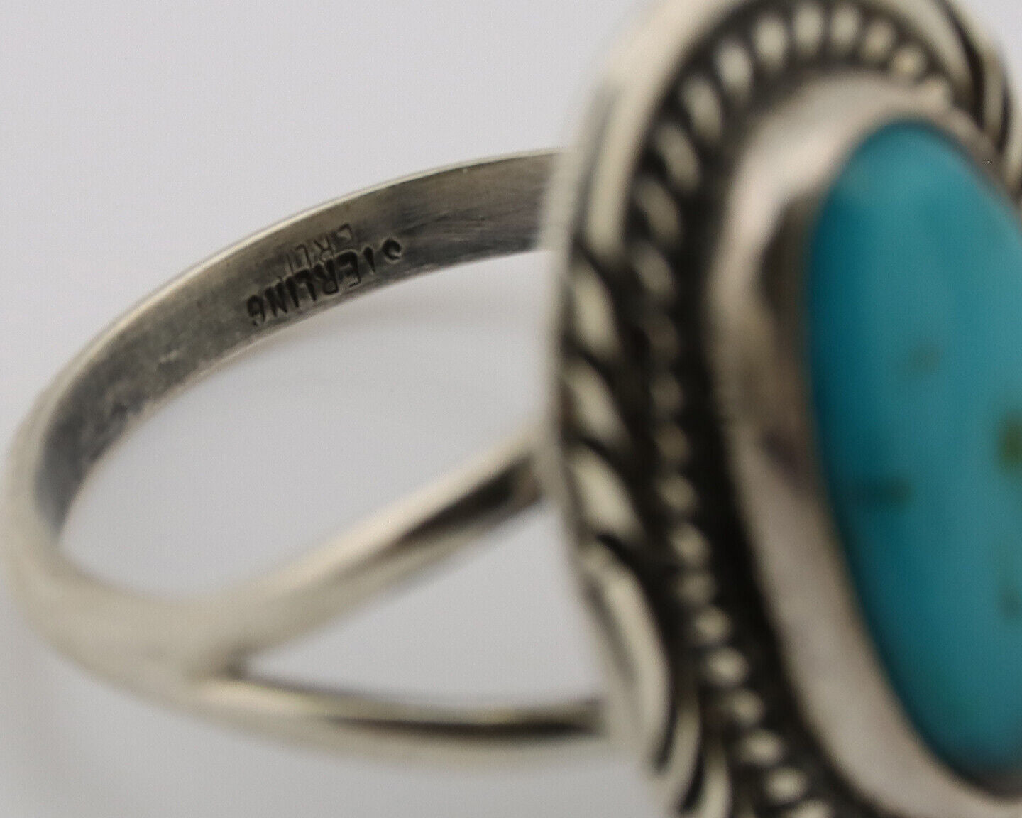 Navajo Ring .925 Silver Nevada Turquoise Native American Artist C.1980's