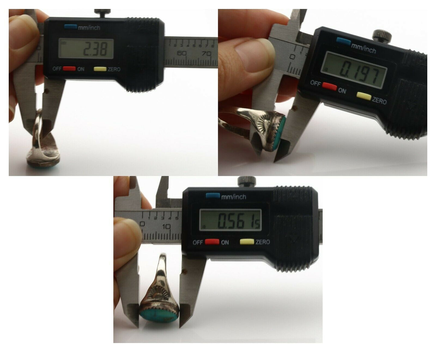 Zuni Ring .925 Silver Natural Blue Turquoise Native American Artist C.1980's