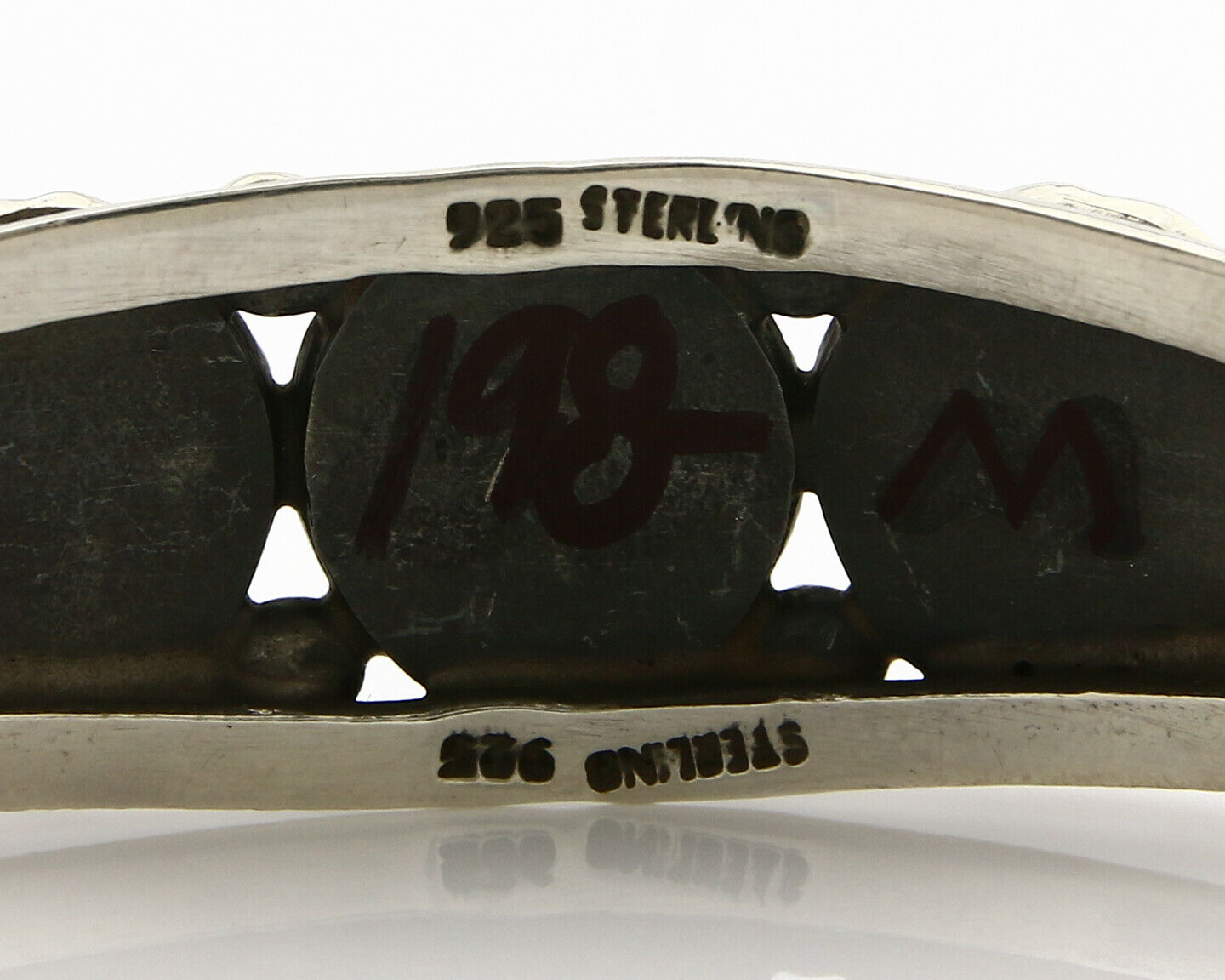 Navajo Bracelet .925 Silver Malachite Gemstones Handmade Native Artist C.80's