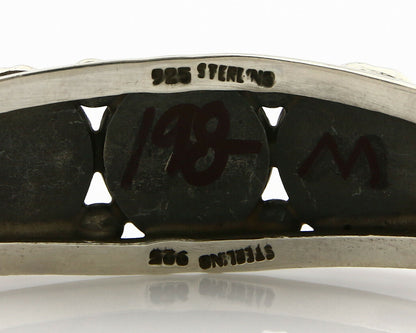 Navajo Bracelet .925 Silver Malachite Gemstones Handmade Native Artist C.80's