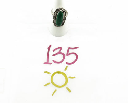 Navajo Ring 925 Silver Natural Green Malachite Signed Justin Morris C.80's