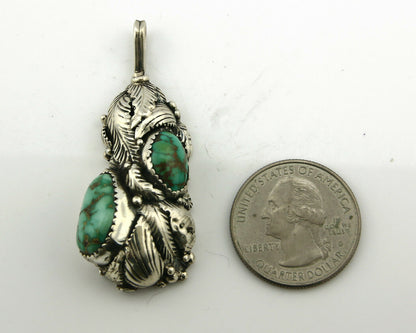 Navajo Pendant .925 Silver Royston Turquoise Signed Tom Willeto C.80's