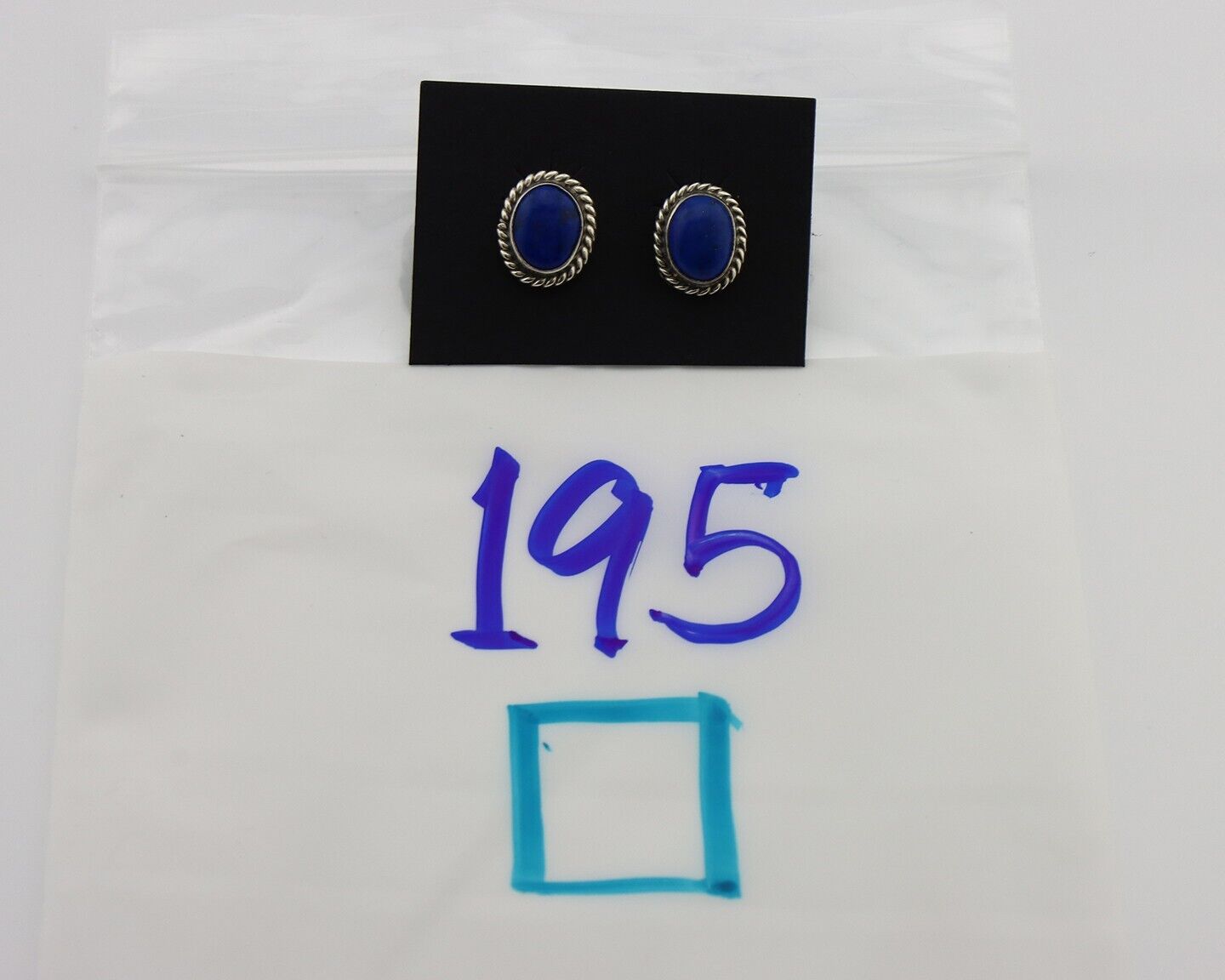 Navajo Earrings 925 Silver Natural Mined Lapis Native American Artist C80s