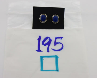 Navajo Earrings 925 Silver Natural Mined Lapis Native American Artist C80s