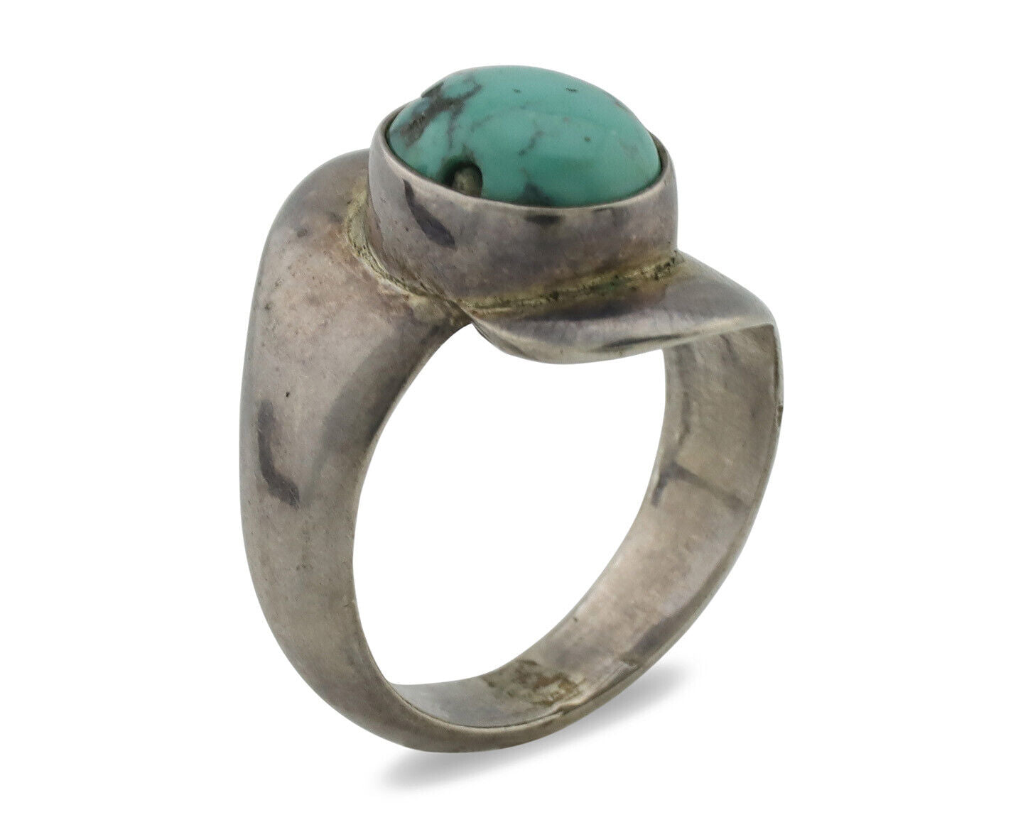 Navajo Ring .925 Silver Natural Turquoise Handmade Native American Artist C.80s