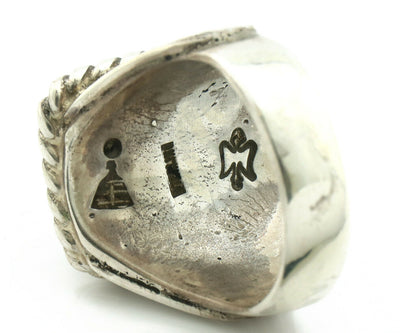 Navajo Ring .925 Silver Cripple Creek Turquoise Artist Signed Montoya C.80's