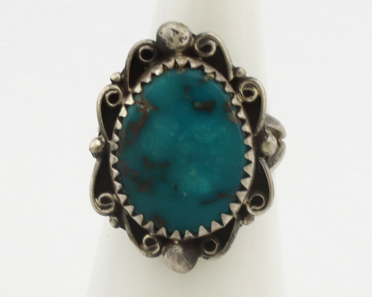 Navajo Ring .925 Silver Morenci Turquoise Artist Billy Eagle C.80's