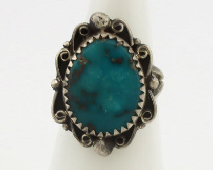 Navajo Ring .925 Silver Morenci Turquoise Artist Billy Eagle C.80's